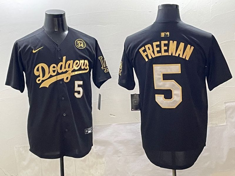 Men Los Angeles Dodgers #5 Freeman Black Gold Nike 2025 MLB Jersey style 42512